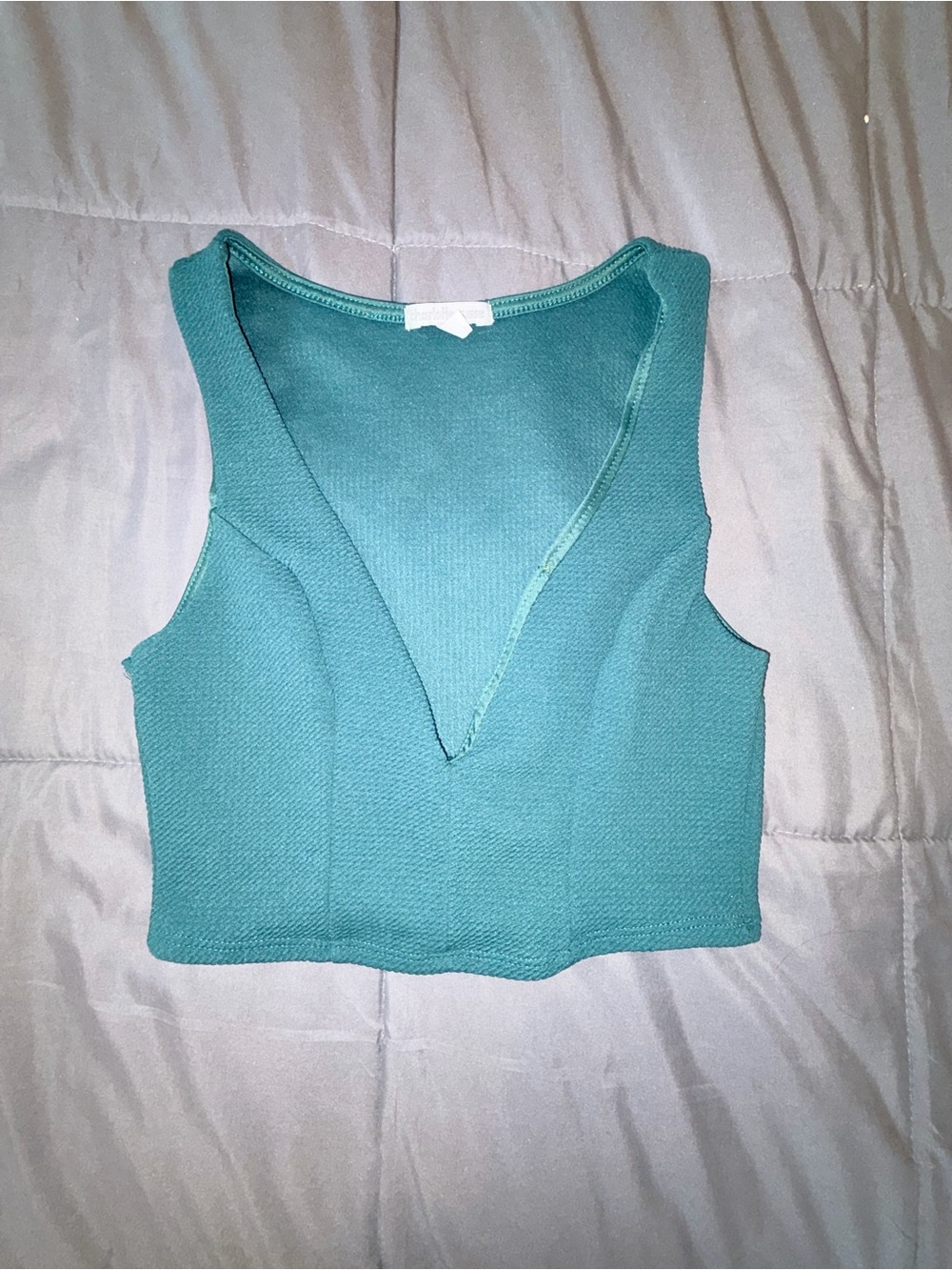 Charlotte Russe Teal Deep V Neck Cropped Tank Top Size Small